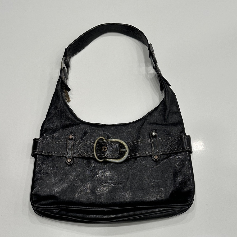 Lancaster Paris Black Leather Shoulder Bag